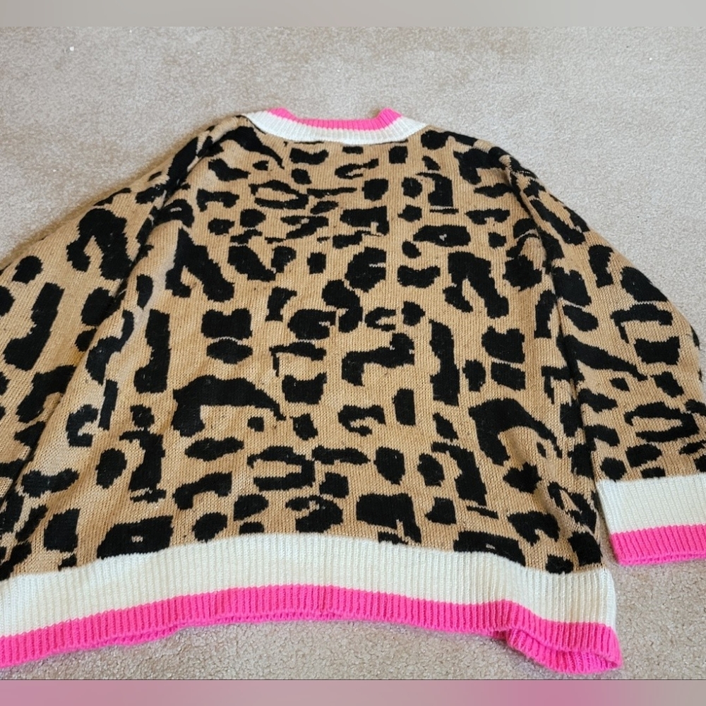 Hyped Unicorn Hot Pink Leopard oversized Sweater - Picture 6 of 8